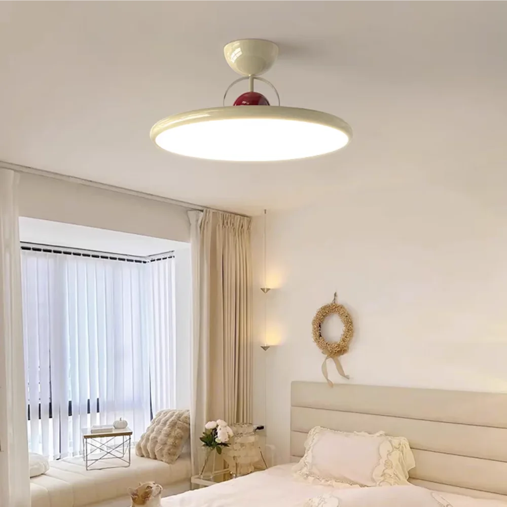 

Modern LED Ceiling Light Cream Iron Flying Saucer Lamps For Living Room Bedroom Study Room Hallway Indoors Decorative Luminaires