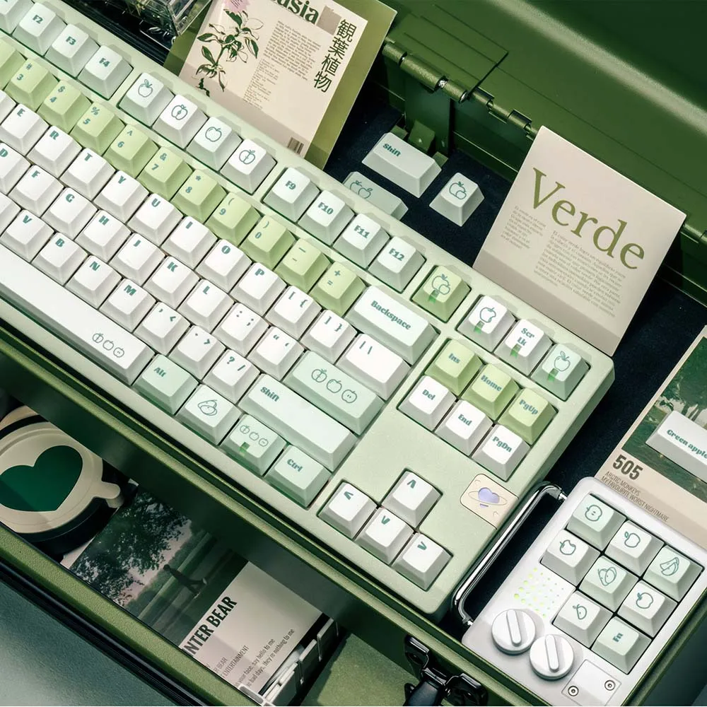 Green Apple Theme Keycap Set Gradient OEM Profile PBT/ABS Keycaps for Cherry MX Mechanical Keyboard Full Set Gaming Accessories