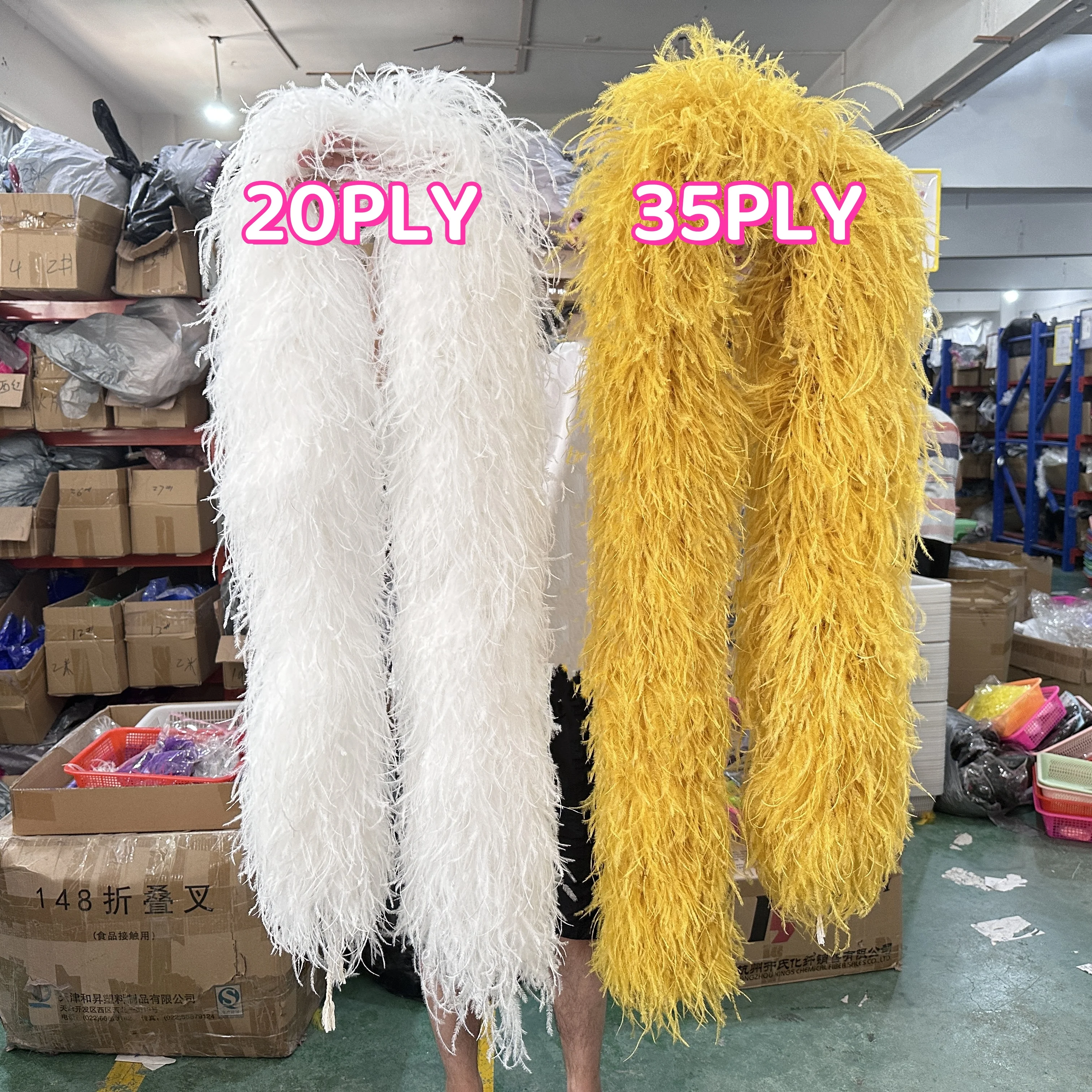 

2M Long Ostrich Feather Boa Fluffy Feather Boa 6 10 20 35PLY Thick Pretty Colored Boa Shawl Scarf for Dress Decoration Accessory