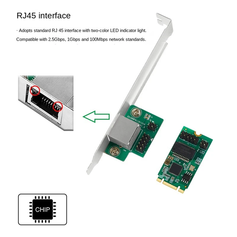 2.5G Base-T Gigabit Network Adapter I225 Chip 2500Mbps M.2 B/M Key To Pcie 2.5Gb Ethernet Card RJ45 LAN Controller Card