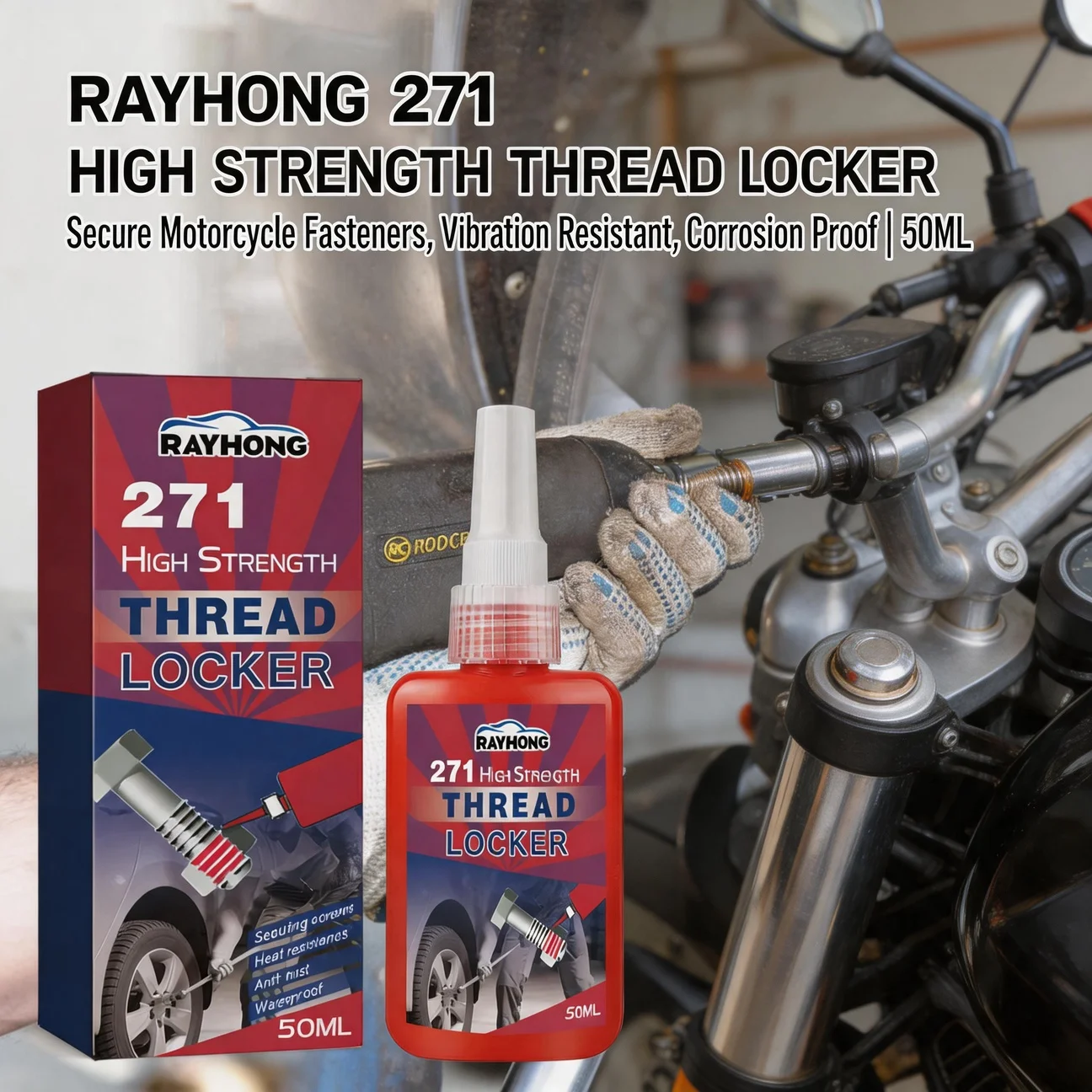 Threadlocker Adhesive Thread Locker 271 Medium Strength To High Anti Loosening Threadlocker Screw Glue Agent Anaerobic Glue 50ml