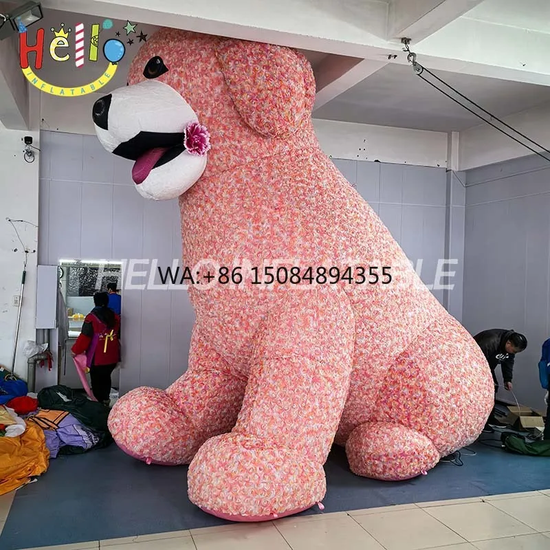 Custom DECO Inflatable Flower Dog Cartoon Model with Electric Blower for Outdoor Promotion