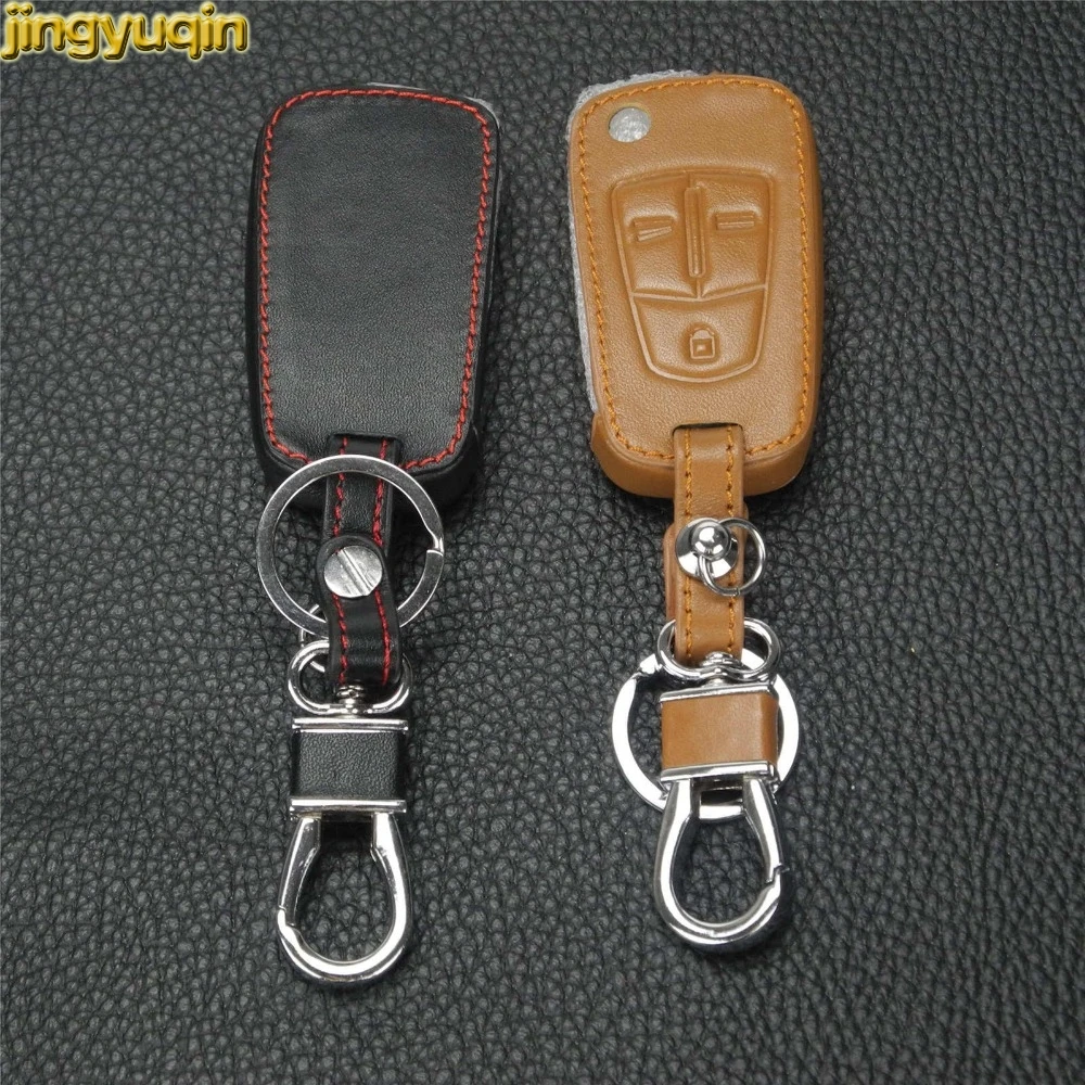 Jingyuqin Leather key Cover Case For Vauxhall / Opel / Astra H / Corsa D / Vectra C / Zafira 3 Buttons No Logo