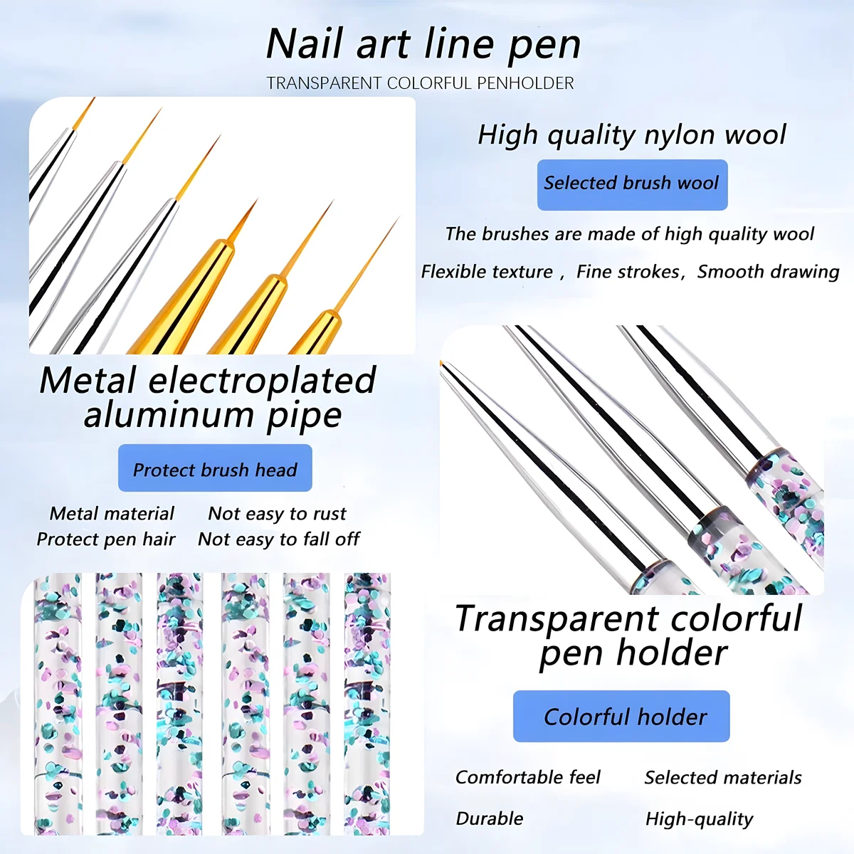 مجموعة فرش أظافر جل بالأشعة فوق البنفسجية 7/11 قطعة، فرشاة جل بولي تمديد، أطراف فنية للأظافر، مجموعة أقلام فرشاة رسم الأظافر