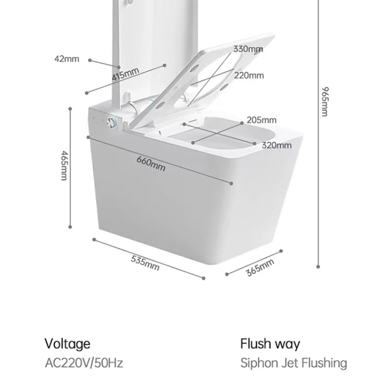 Intelligent Ceramic WC Toilet Automatic Commode with Square Bowl Shape Floor Mounted S-Trap/P-Trap Remote Control Included