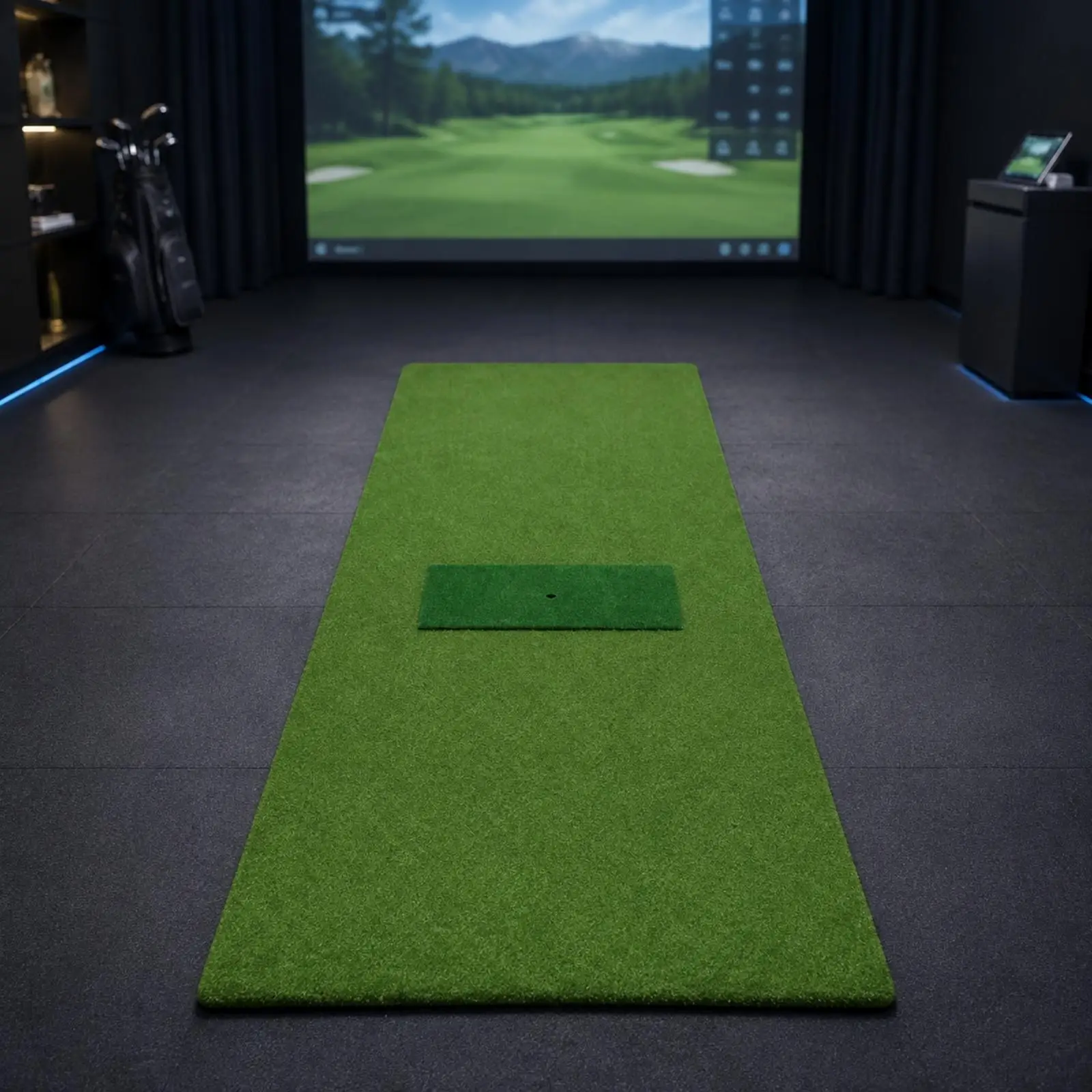 Indoor Golf Practice Mat Simulator Compatible Rectangular Golf Hitting Mat with Replaceable Hitting Area Long-Lasting Non-Slip