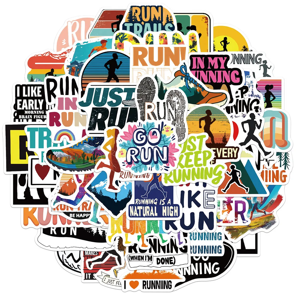 52PCS Creative Running Cartoon Personalized Stickers DIY Phone Cases Laptop Water Cups Computer Decoration Stickers