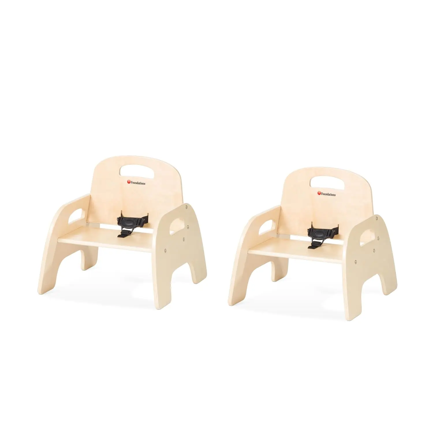 Low Wood Feeding Chairs Multipack, Adjustable Safety Harness, Stackable Wood Toddler Chairs with Food Service Grade Finish,