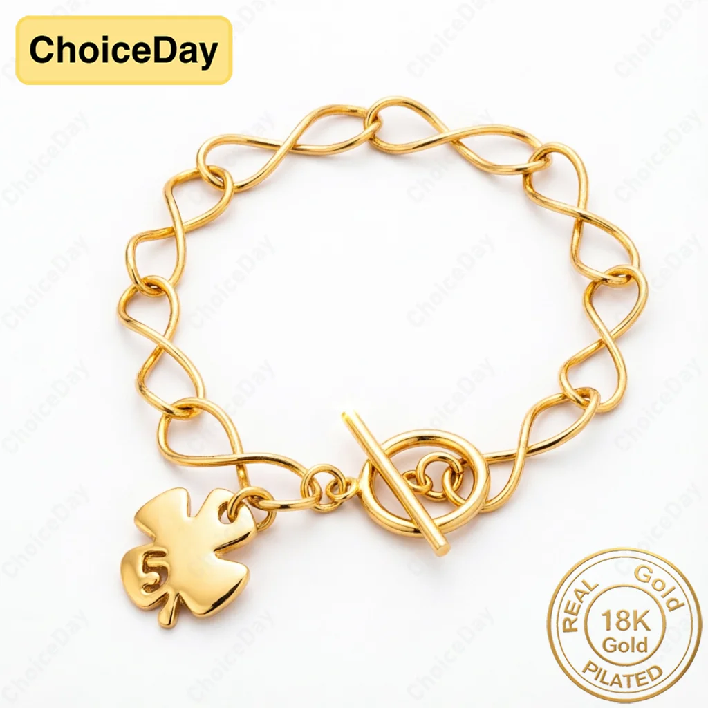 18K Gold Plated Exquisite Four-Leaf Clover Bracelet for Women, Fashionable Wedding Jewelry Accessories and Gifts