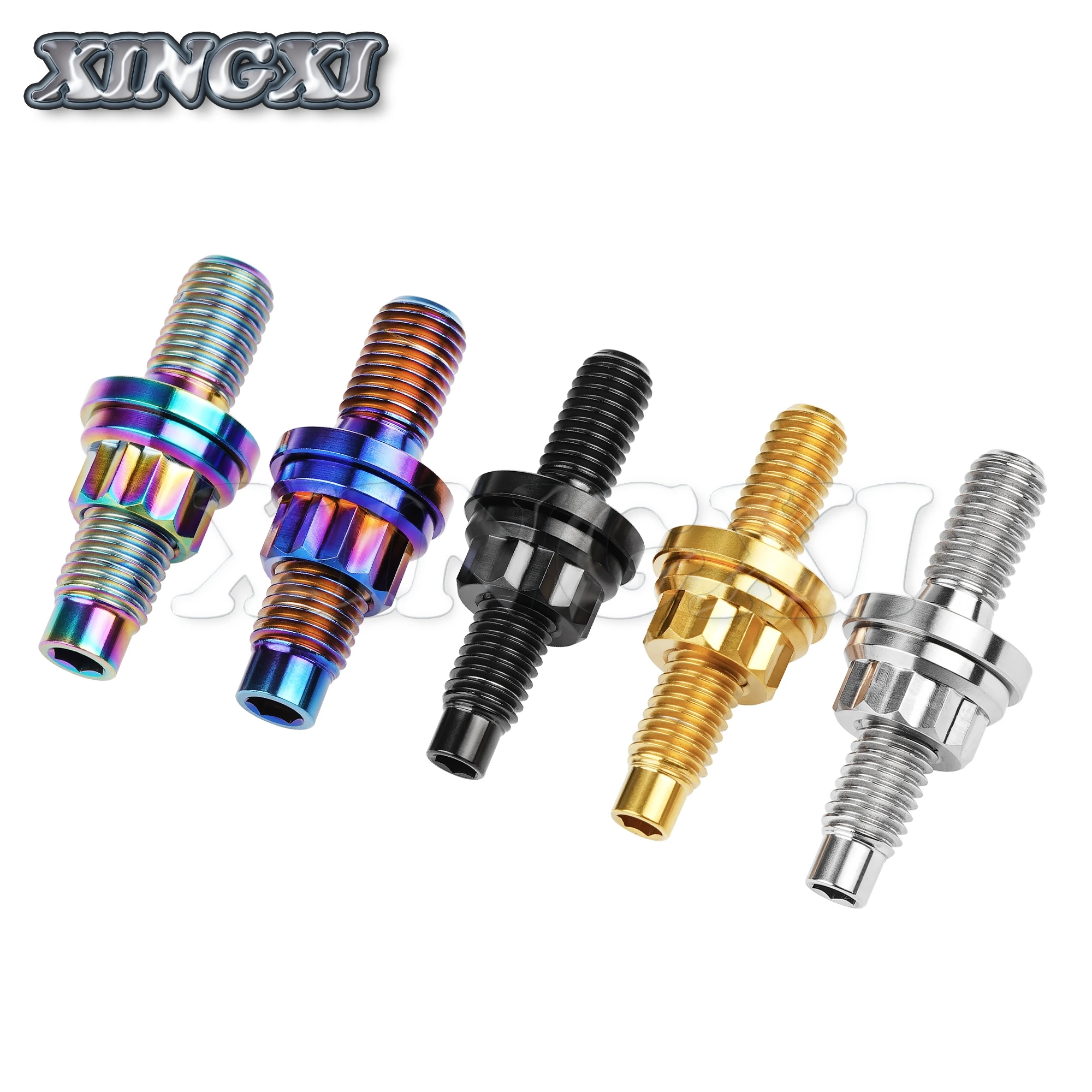 Xingxi Titanium bolts M8 M10 Pitch 1.25 hexagonal Screws Flange head 12 Points Nuts flat Washers set for motorcycle exhaust pipe