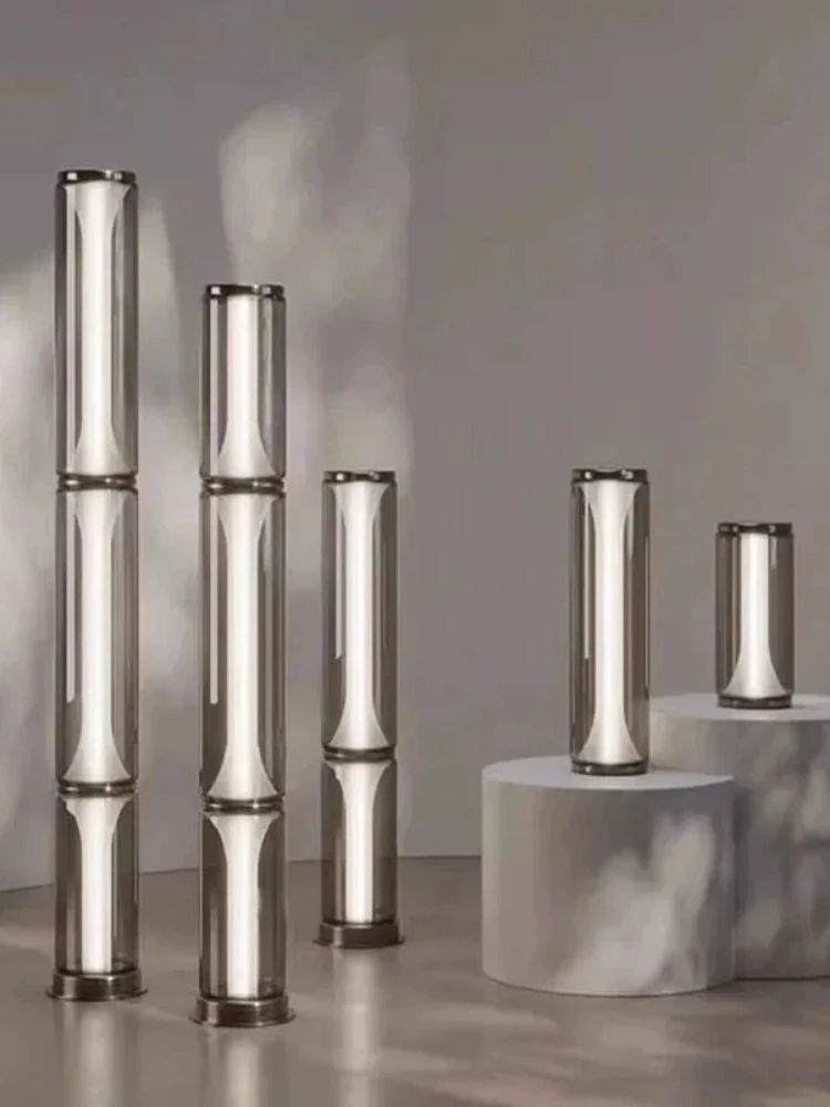 Nordic Strip Bamboo Joint Glass Led Vertical Lamp Milan Floor Lamp Minimalist Floodlight Living Room Bedroom Sofa Corner Lamp