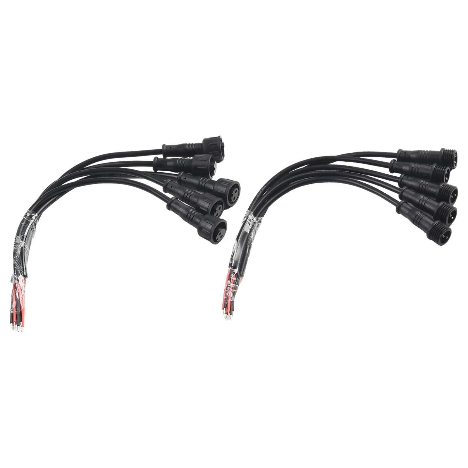 Conectores à prova d'água para trabalho elétrico otimizado 5 pares de conector à prova d'água IP65 de 2 pinos com cabo preto M/F de 20 cm 22AWG