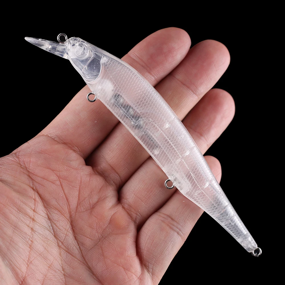 Chan’sHuang 20PCS Unpainted Blanks Transparent Bait 13cm 13.7g Floating Rattles Minnow DIY Handmade Artificial Fishing Lure Tack