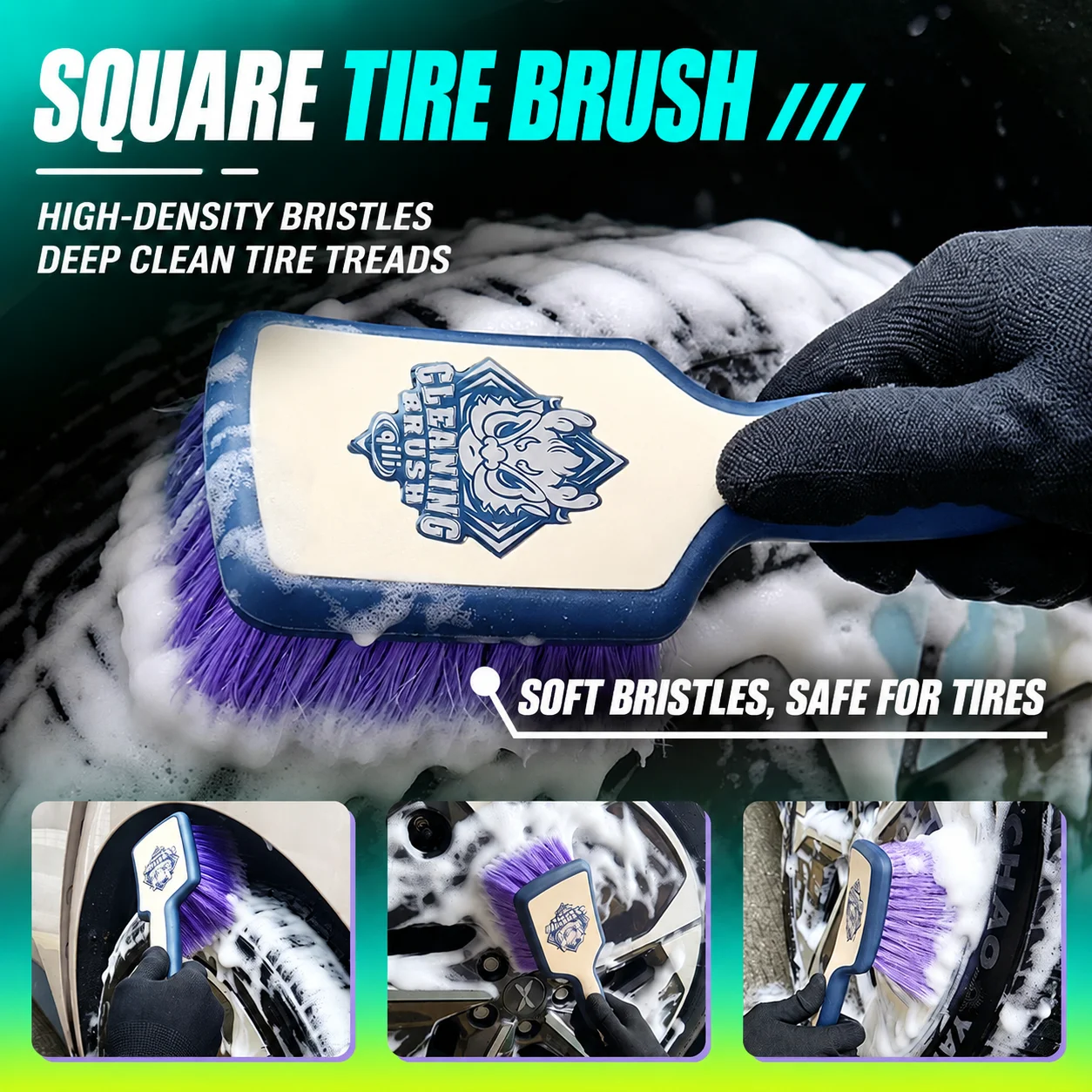 Car Beauty Tool Tire Brush Carpet Brush with Rubber Handle Auto Cleaning Brushes for Car Maintenance