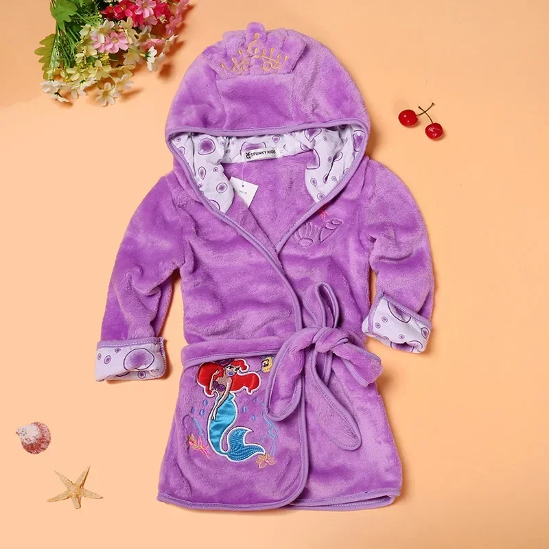 Boys and Girls Bathrobe Children Cartoon Bathrobe Home Nightgown Flower Girl Robe Sleepwear Batas De Baño Para Niñas ملابس النوم