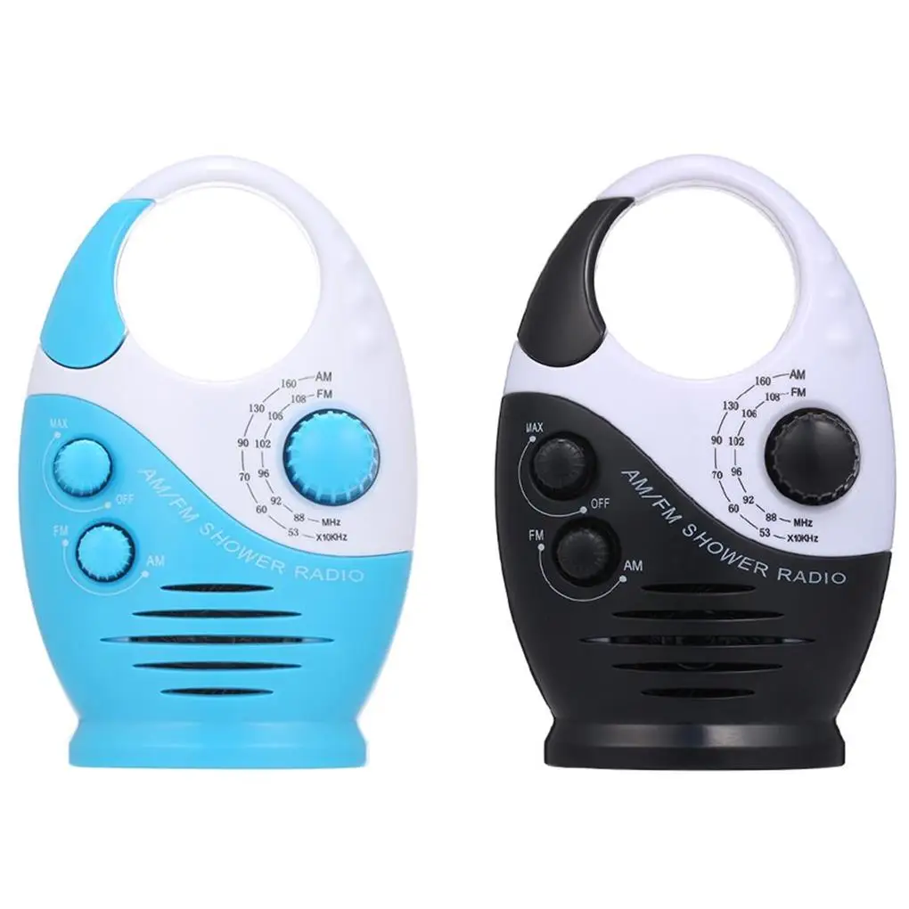 Shower Radio Portable Hanging Life Waterproof Battery Powered Knob Control Hanging Home Office Bathroom Toilet Radios Speaker