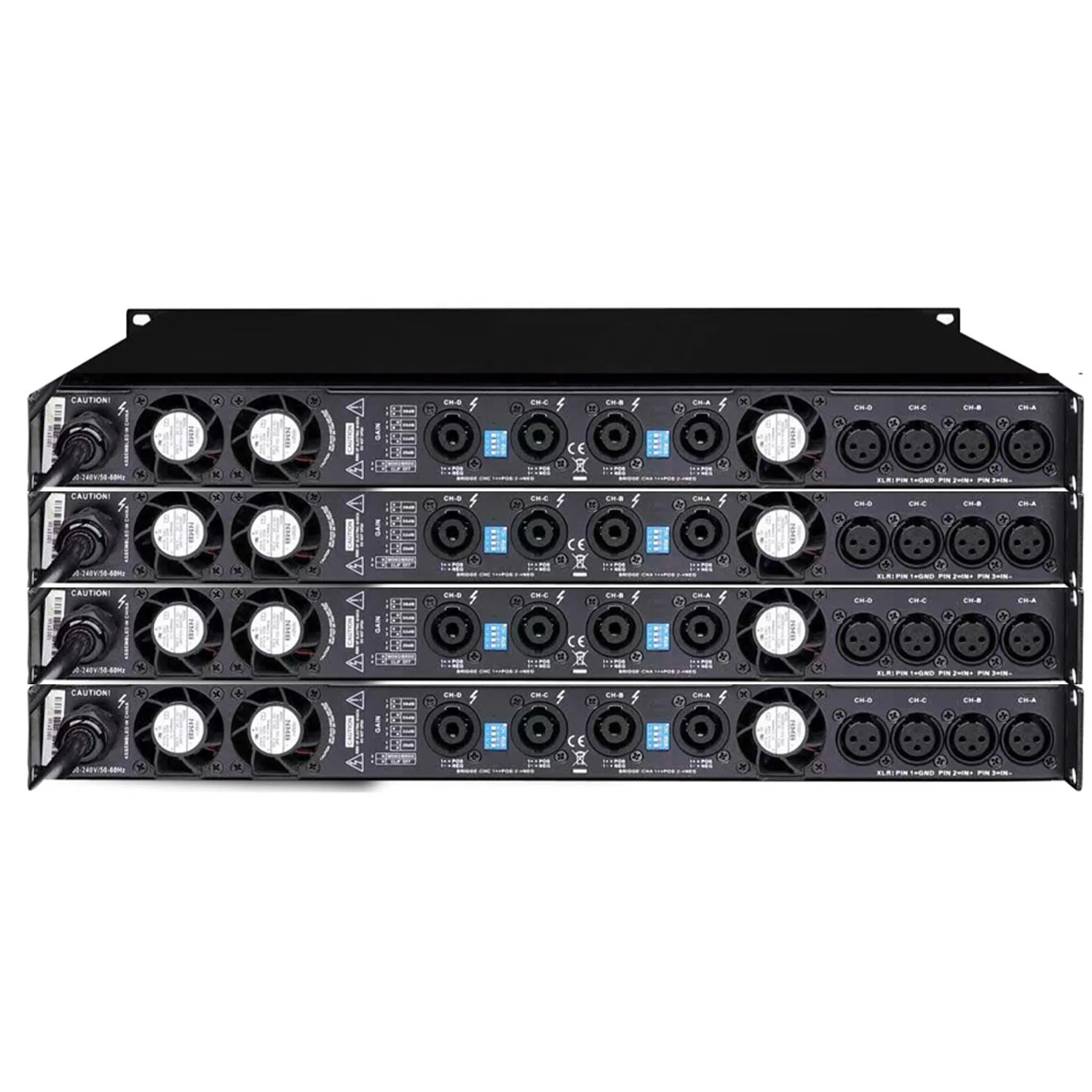 1U Professional Audio 1870W x 4 Channel PA Hi Power Amplifier for Line Array Speakers stereo parallel and bridge