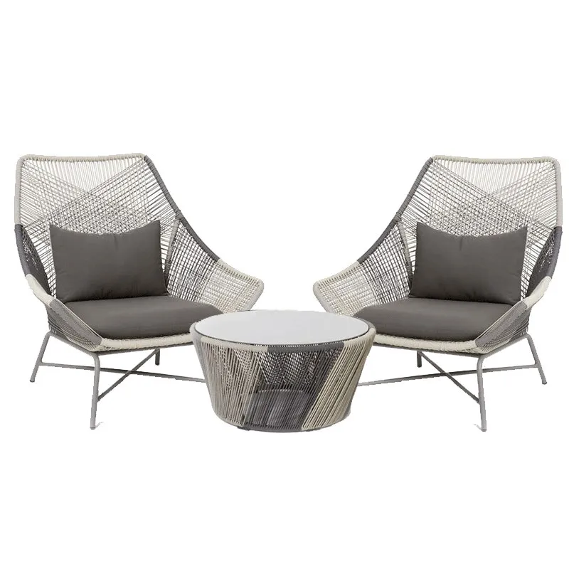 Indoor Outdoor Creative Leisure Rattan Sofa Desk Chair Set Waterproof  UV Resistant  For Garden Balcony Courtyard Patio Homestay