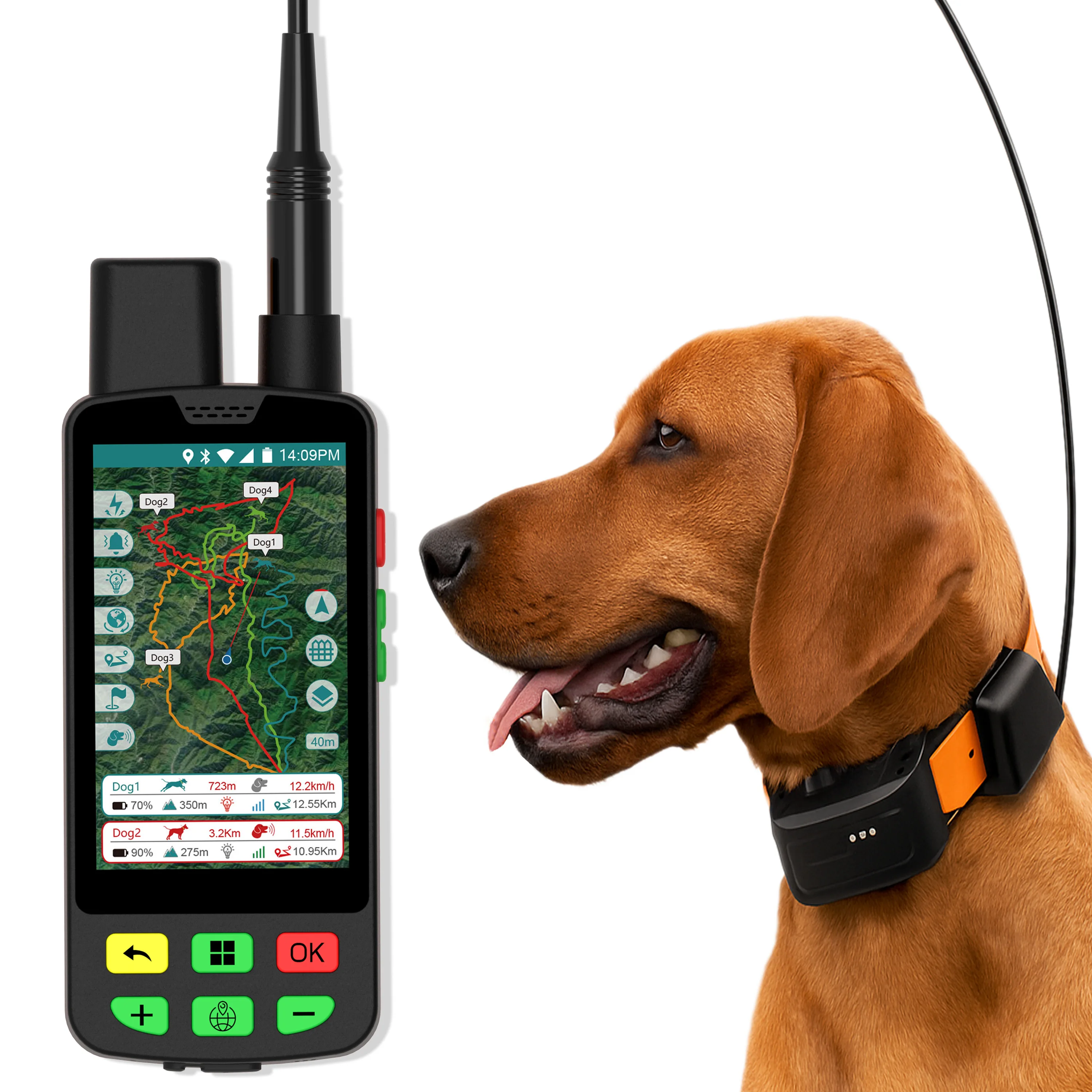 Gps Tracker For Dogs 15KM VHF+4G Dual-Network 20-Dog Real-Time Update 6800mAh Battery Capacity