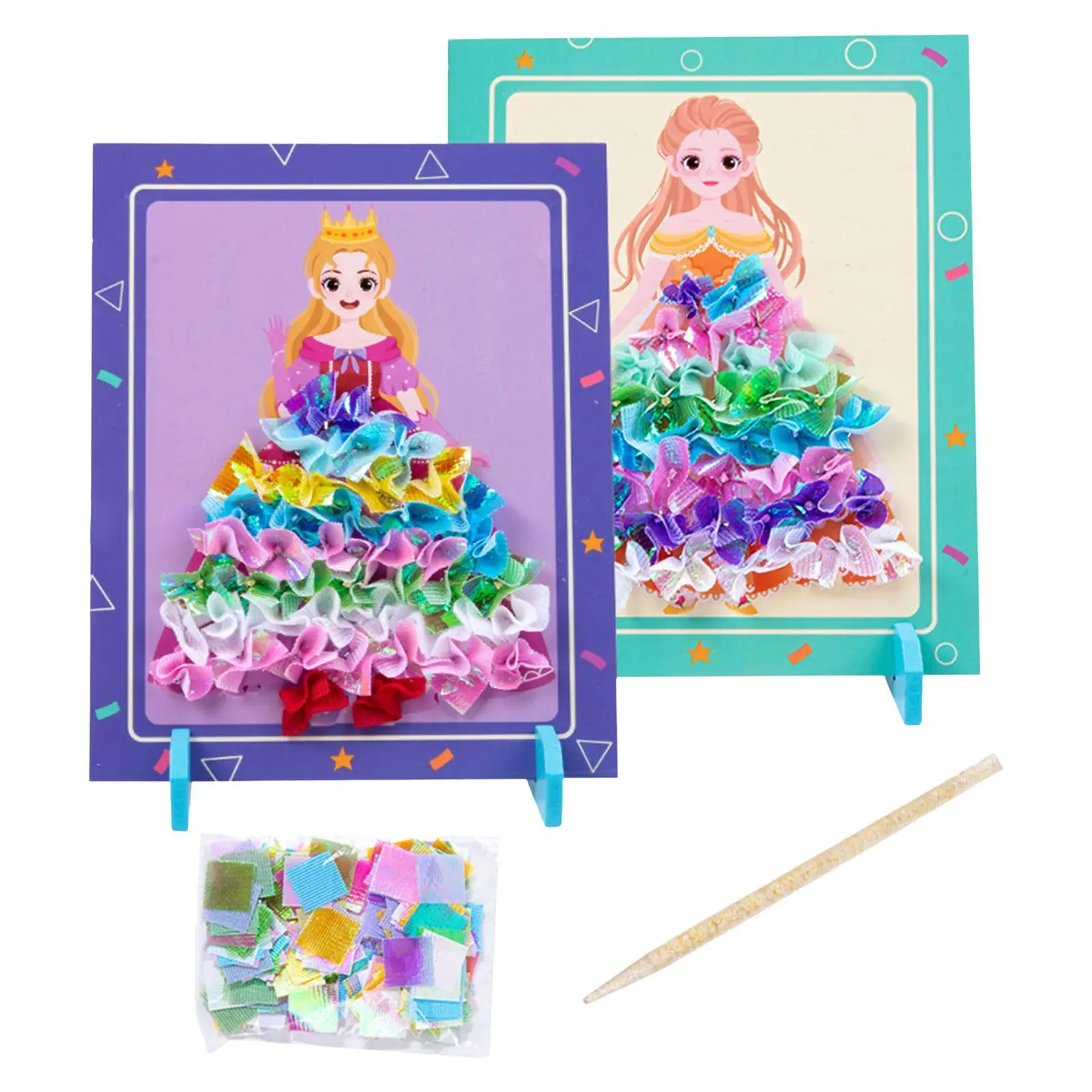 Poke Painting Sticker Board DIY Paint Girls Toys, Fantasy Princess Drawing Dress