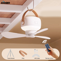 Fan Portable Ceiling Fan Wireless 7200mAh Rechargeable Desktop Camping Tent Mini Ceiling Fan with Remote Control LED Lighting