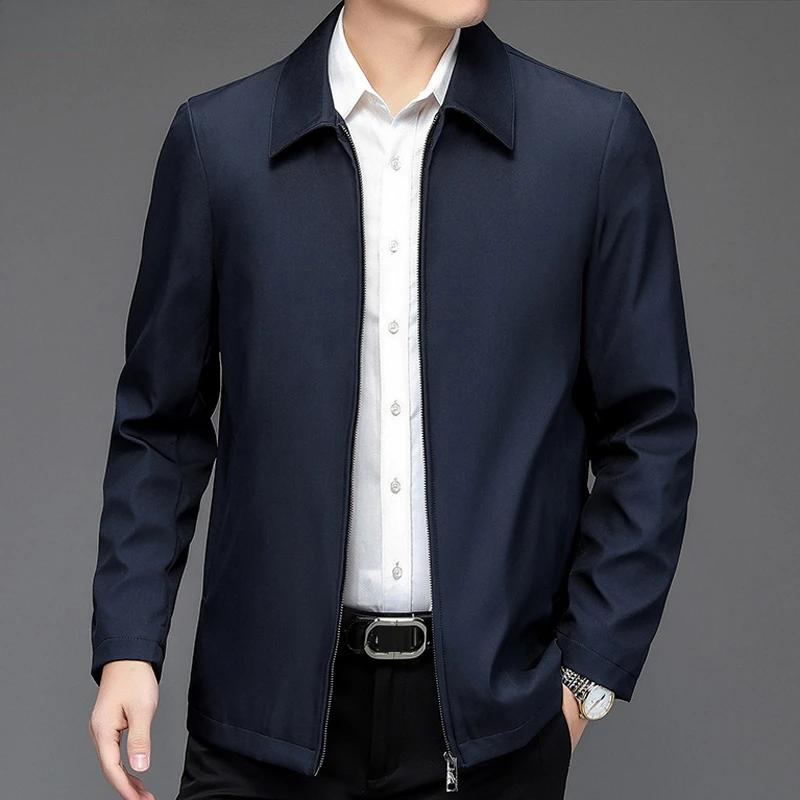 

Loose Casual Solid Men's Business Jacket Social Blazer Quality Middle Aged Men's Jacket Outerwear for Men Office Dress Coat Q131