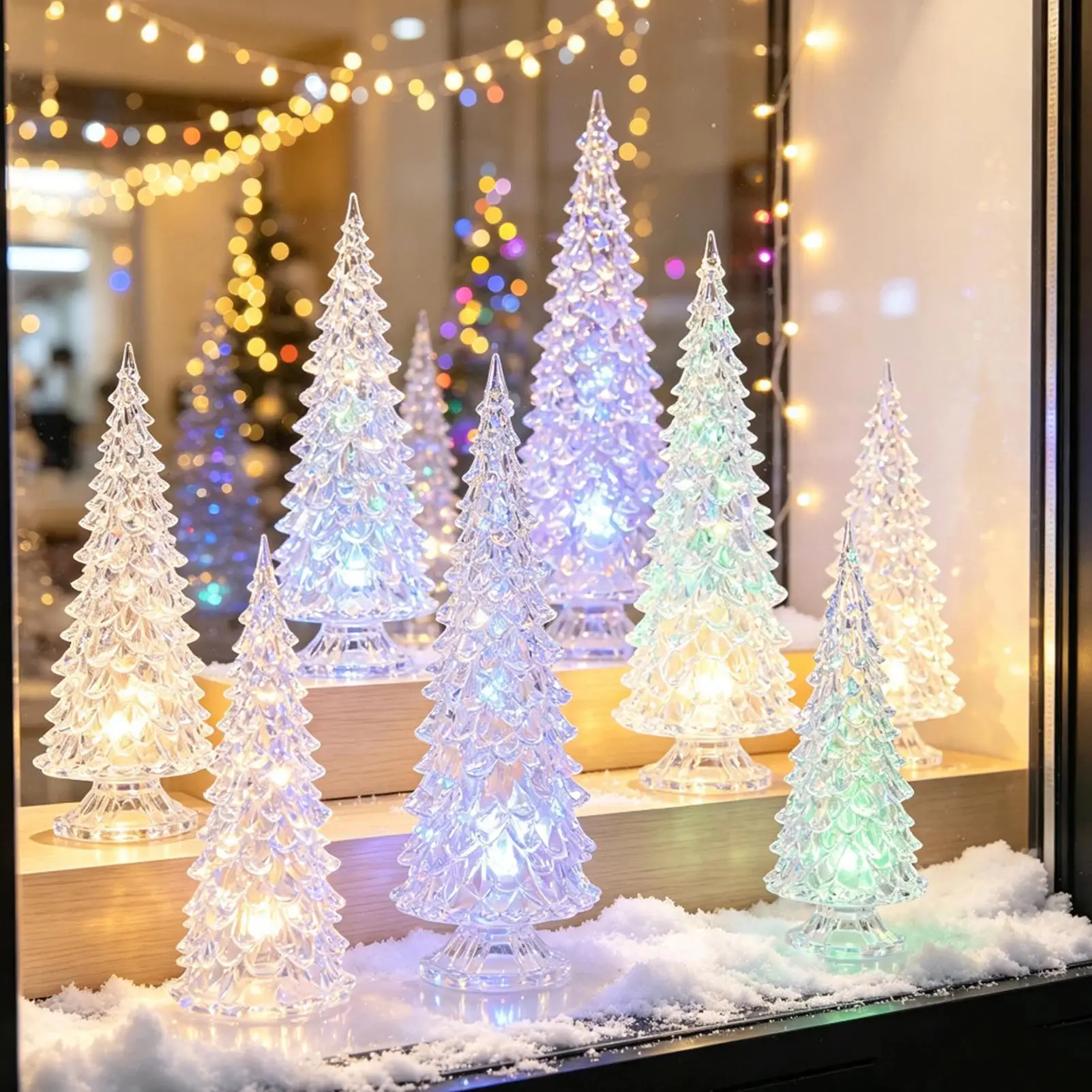 Lighted Christmas Tree Decorations 7-Color Changing Desk Ornament Christmas Tree Night Lamp For Holiday Party Living Room Desk