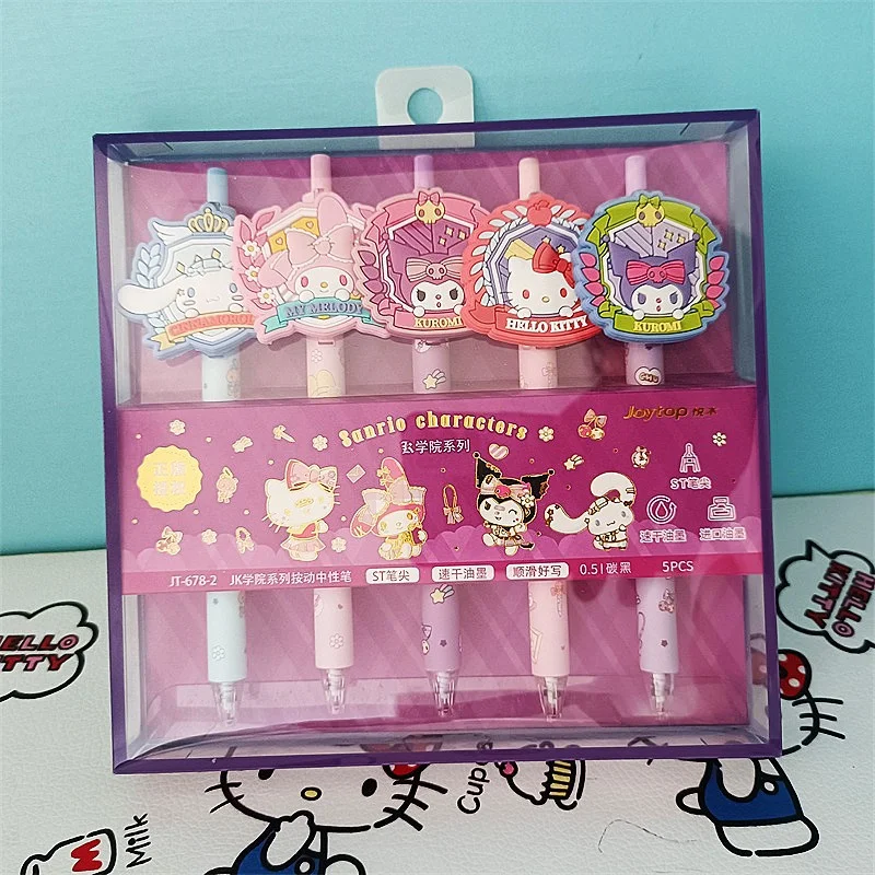 

25pcs/lot Sanrio Melody Cinnamoroll Cat Press Gel Pen Cute 0.5mm Black Ink Signature Pens Promotional Gift Office School Supply