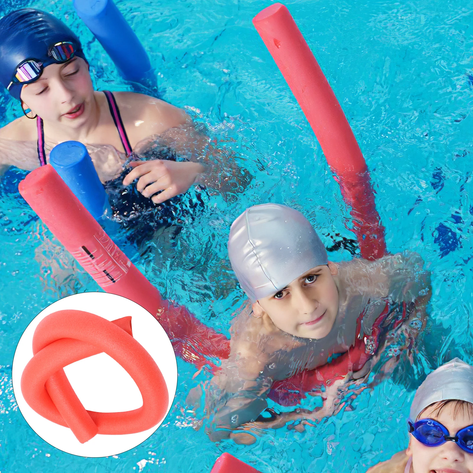 1 قطعة الشعرية بركة رغوة السباحة الشعرية للأطفال الكبار تعويم التدريب أداة بركة اكسسوارات السباحة العصي رغوة حمراء المعكرونة #4