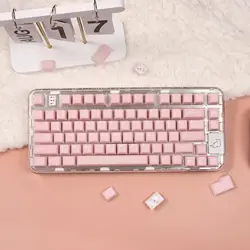 Pink Translucent Keycaps Double shot Cherry profile Custom Keycap Set For Alice layout MX Switch Mechanical Keyboard