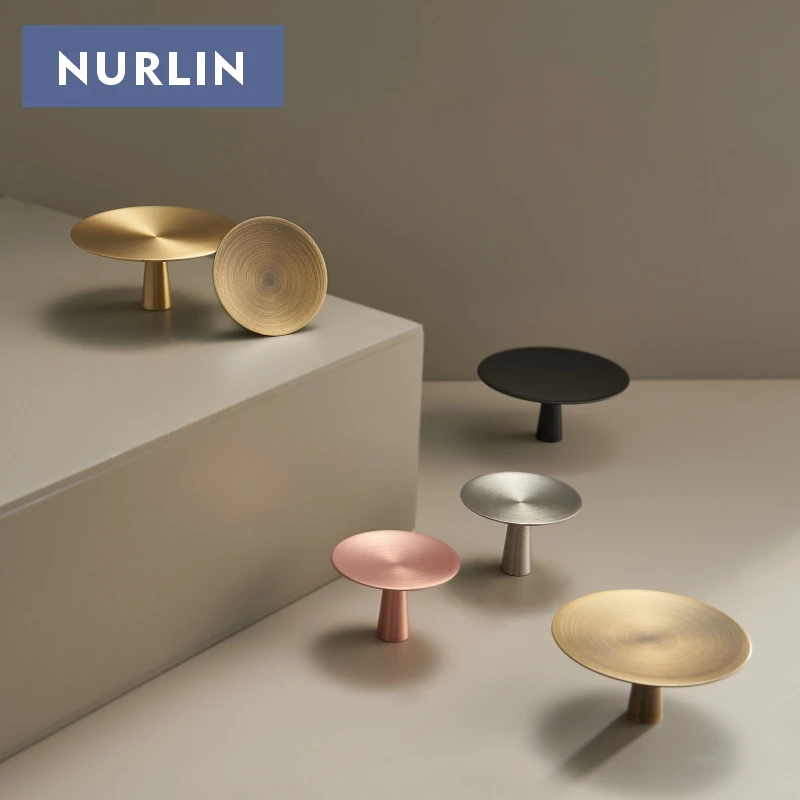 Nurlin Solid Brass Cabinet & Drawer Knobs Wardrobe Door Knob Elegant Modern Minimalist Design Multiple Finishes Available CH120