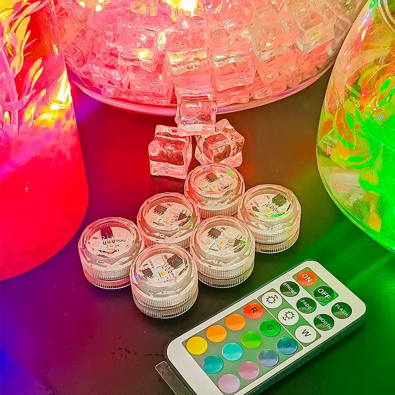 Submersible Led Light w/Remote Underwater Candles Waterproof RGB Multi-color party floral Lighting Battery Operated  Vase Decor