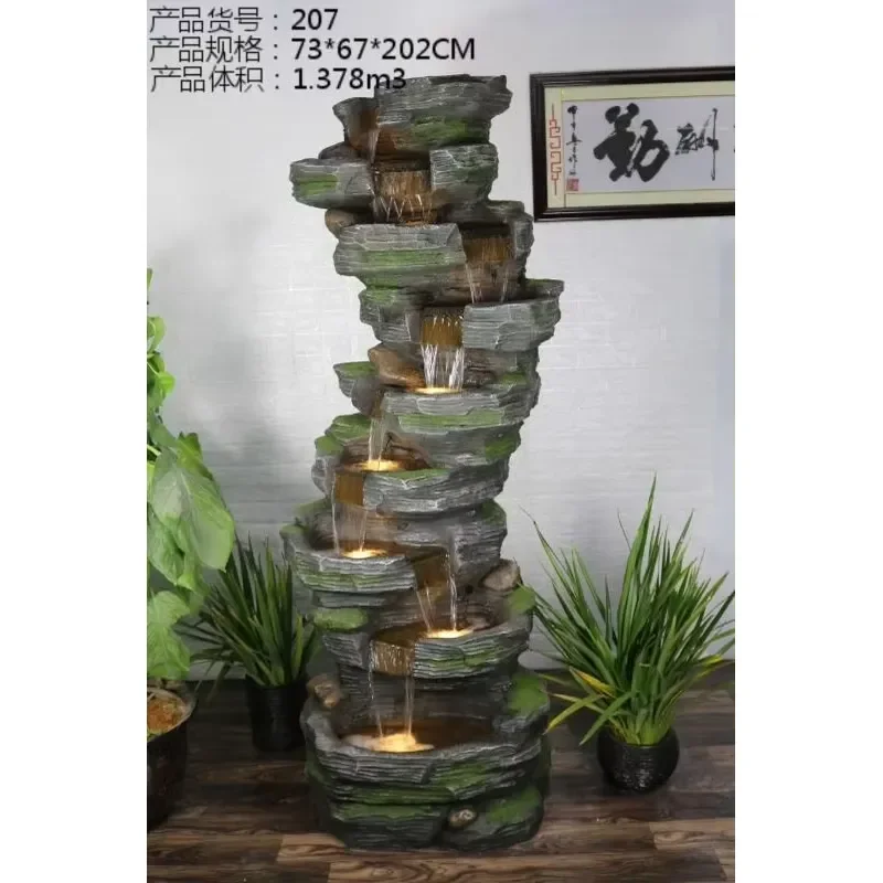 Rainforest Rock Large Outdoor Floor Fountain Durable Garden Water Droplet Light Emitting Diode Light Relaxation Meditation
