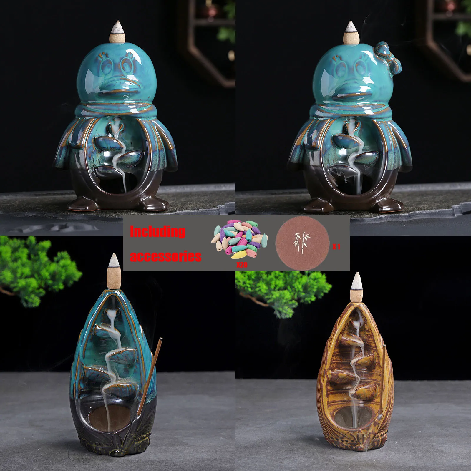 Left right source back water incense Furnace ceramic craft cactus casting Furnace Yoga Home ornaments candles Aromathapy stove incense seat psychotherapy incense seat suitable for sending friend little child