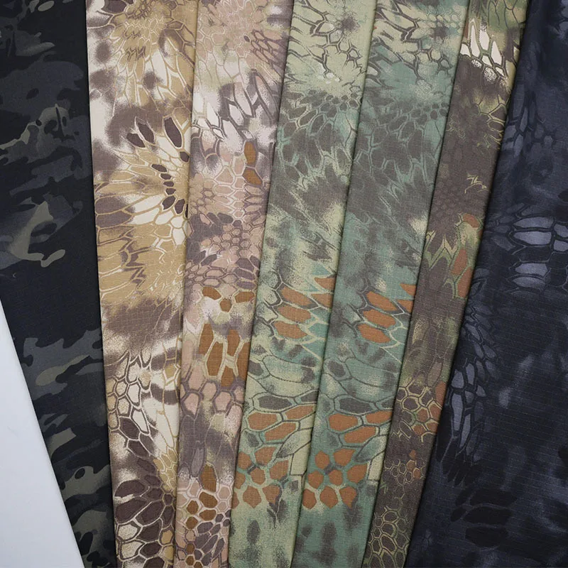 

50x150cm Outdoor Camouflage Clothing Anti-Tear Plaid Polyester Cotton Blend Fabric Bag Python Patterned Camouflage Material Home