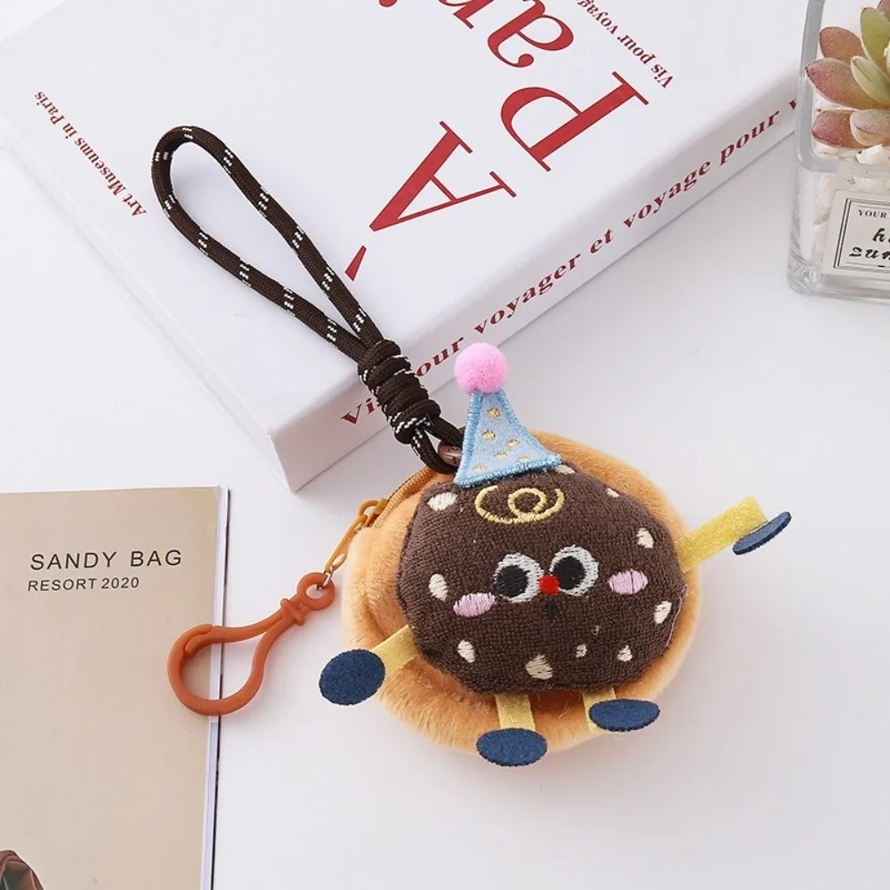 Cute Cartoon Design Coin Purse Food Shaped Material Mini Storage Pouch Creative Style Small Wallet Keychain Accessory