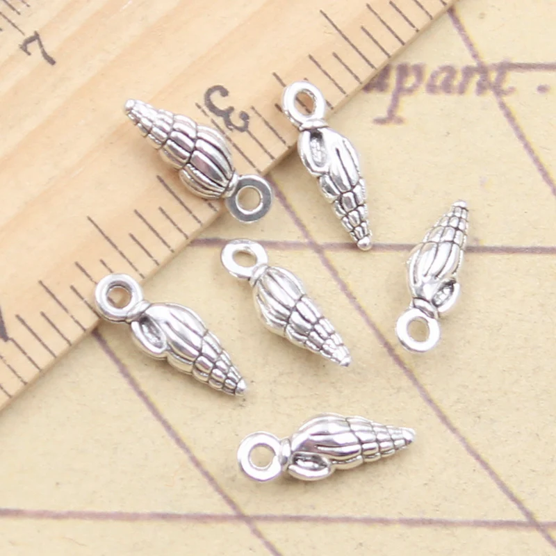 30pcs Charms Lovely Conch Shell 14x5mm Tibetan Silver Color Pendants Antique Jewelry Making DIY Handmade Craft