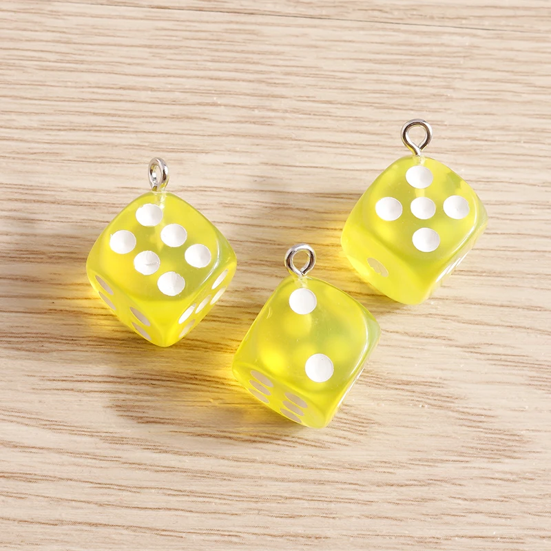Tusember 10 Stück süße Bonbonfarben Würfel Charms für Schmuckherstellung Tropfen Ohrringe Halsketten DIY Anhänger handgefertigte Accessoires – Detail 3