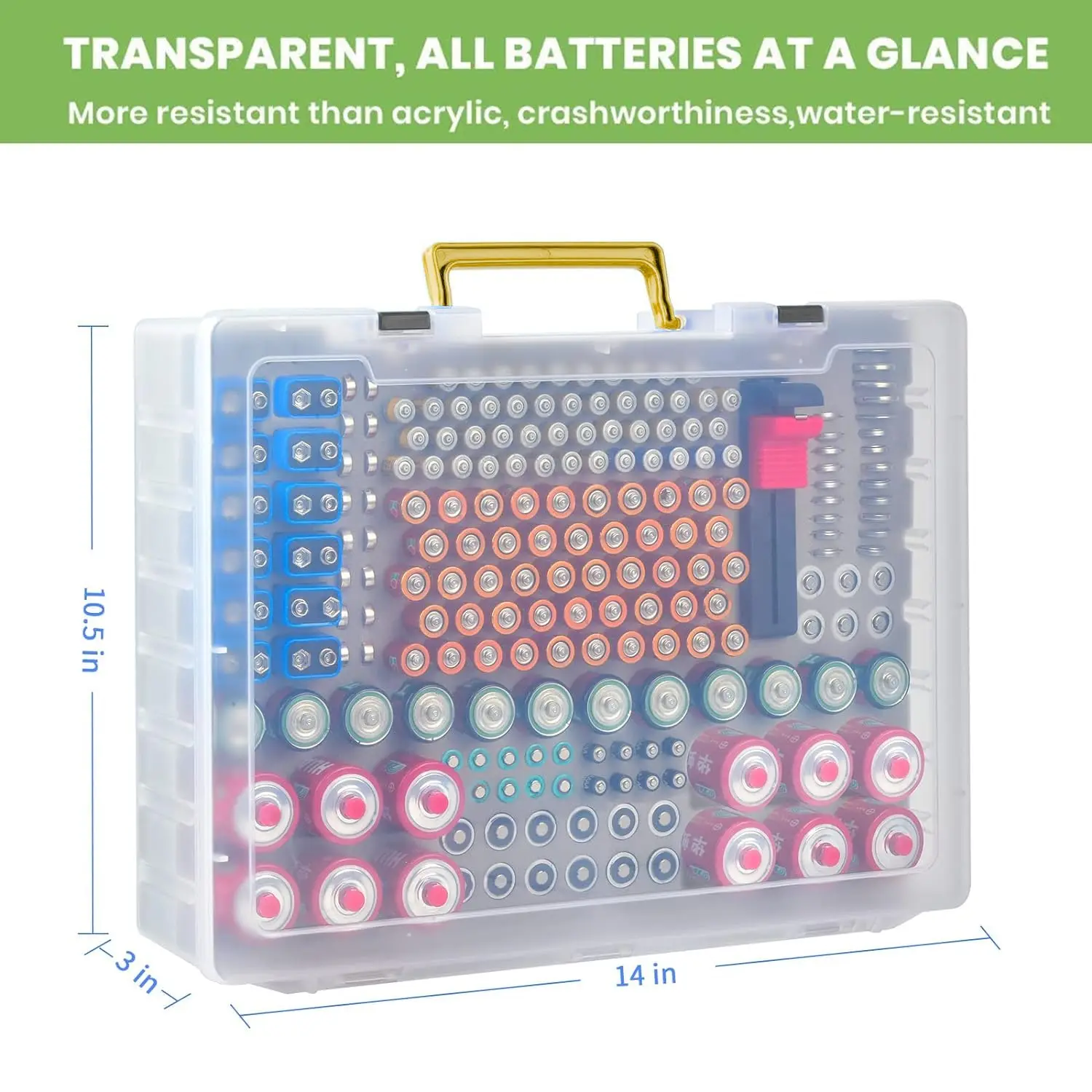 Battery Organizer Storage Holder- Batteries Case Containers Box with Tester Checker BT-168. Holds 225 Batteries AA AAA C D