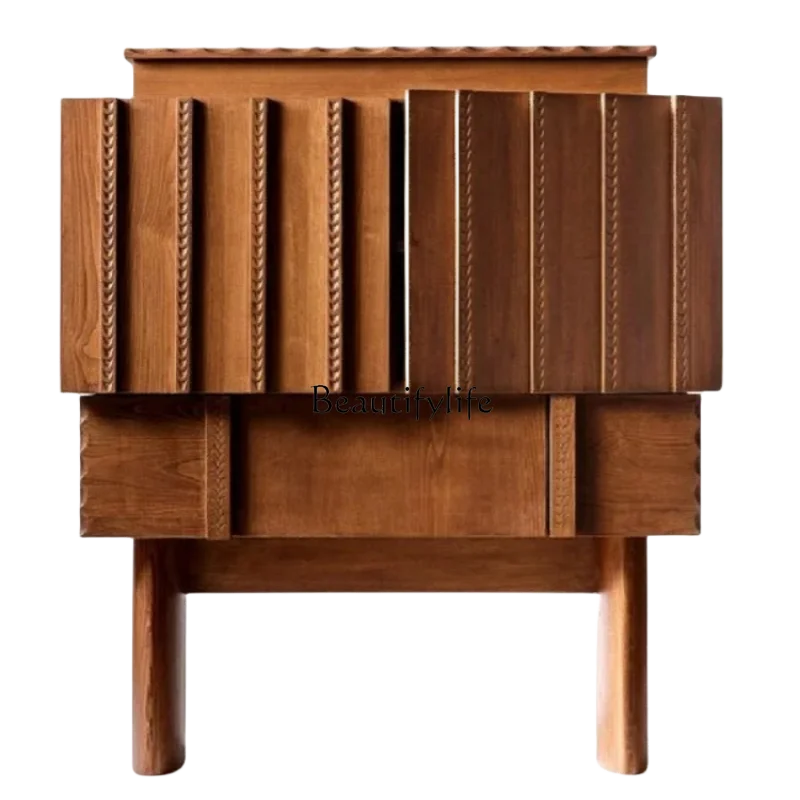 

Medieval style solid wood dining side cabinet living room home art storage decoration Danish style multi-functional display