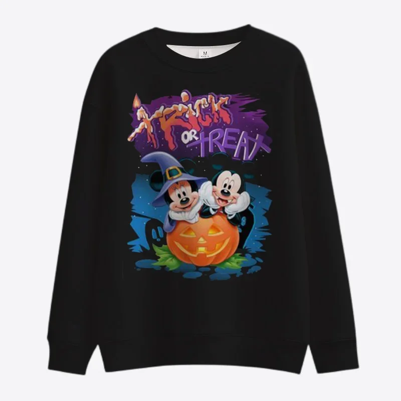 Autumn and Winter Couples clothing pullover terror Halloween Disney series Cartoon Anime periphery Women round neck pullover