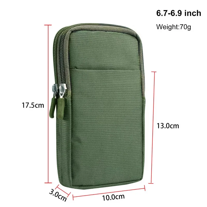 Phone Pouch for IPhone 13 12 11 Pro Max X 8 7 6 Xs Max XR Case for Huawei P30 P40 P50 Carabiner Belt Clip Waist Cover Zipper Bag