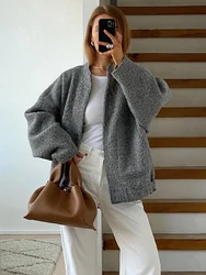 Tossy Casual Loose High Waist Outwear Sweater For Women Long Sleeve Slim Pocket Patchwork Autumn Cardigan Knitwear Women's Coat