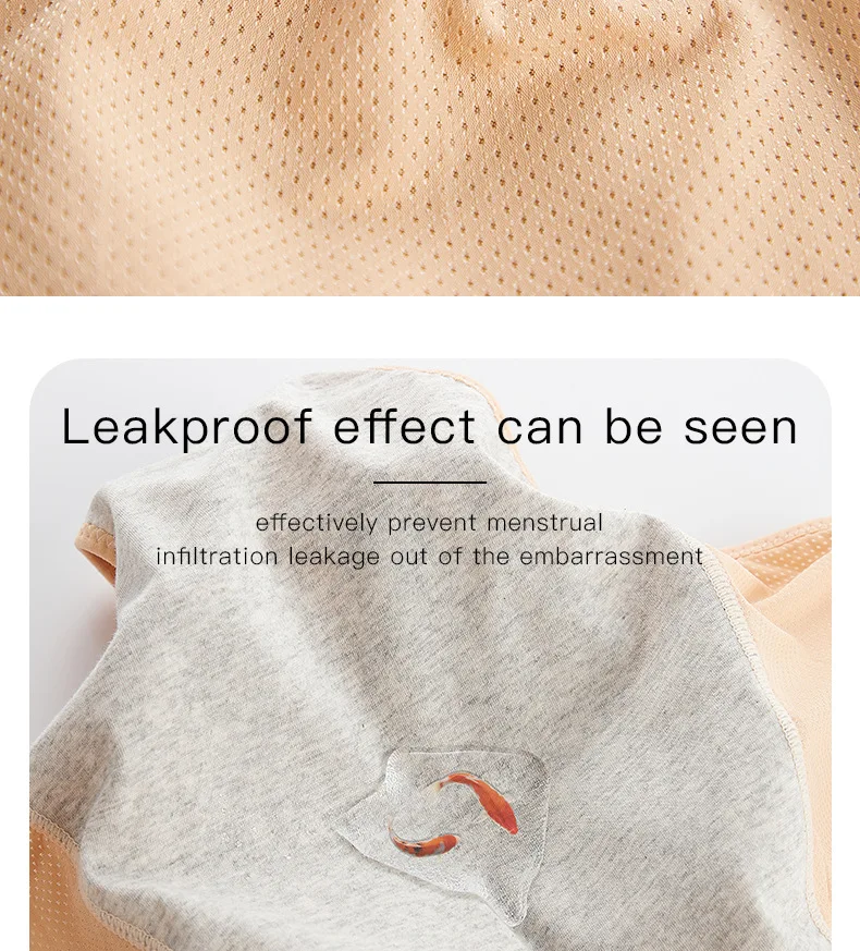 Auslaufsichere Menstruationsunterwäsche Übergröße L-8XL Periodenunterwäsche Physiologische Höschen Wasserdichte Slips Damenunterwäsche – Detail 11