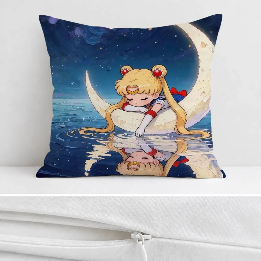 Sailor M-Moon  Double-sided Printed Square Decorative Cushion Cover for Sofa Living Room Home Decor