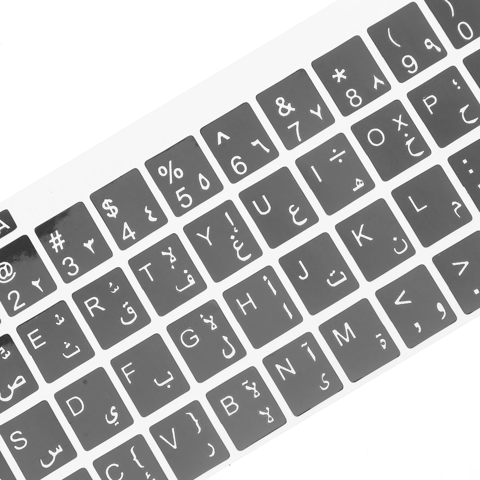 

10 Sheets Keyboard Stickers Black Background White Letters Replacement Decals for Computer Arabic Language Universal