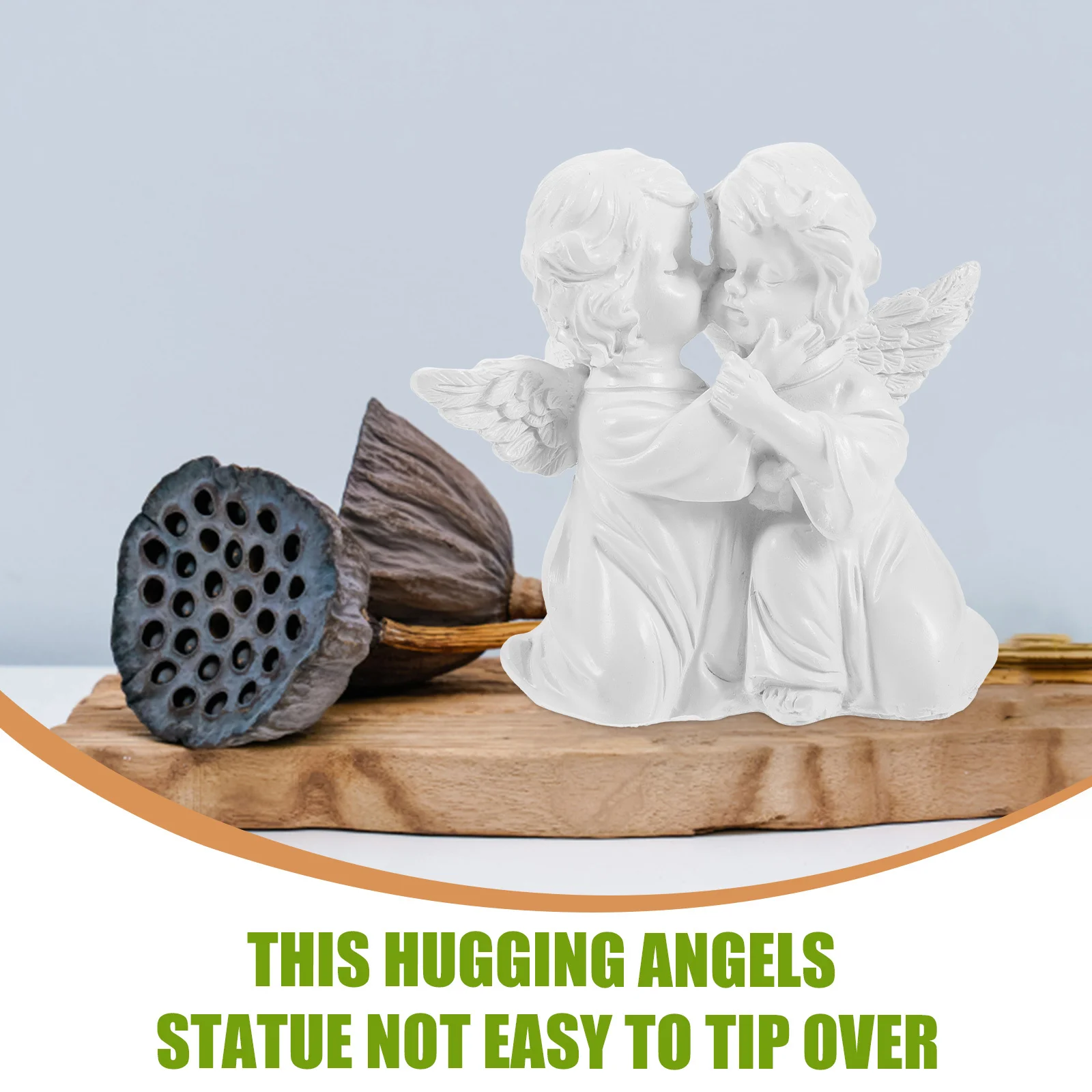 

1pc Hugging Angels Statue Resin Angel Decorative Home Garden Decor European Style Desktop Sculpture For Shelf Bedside Table