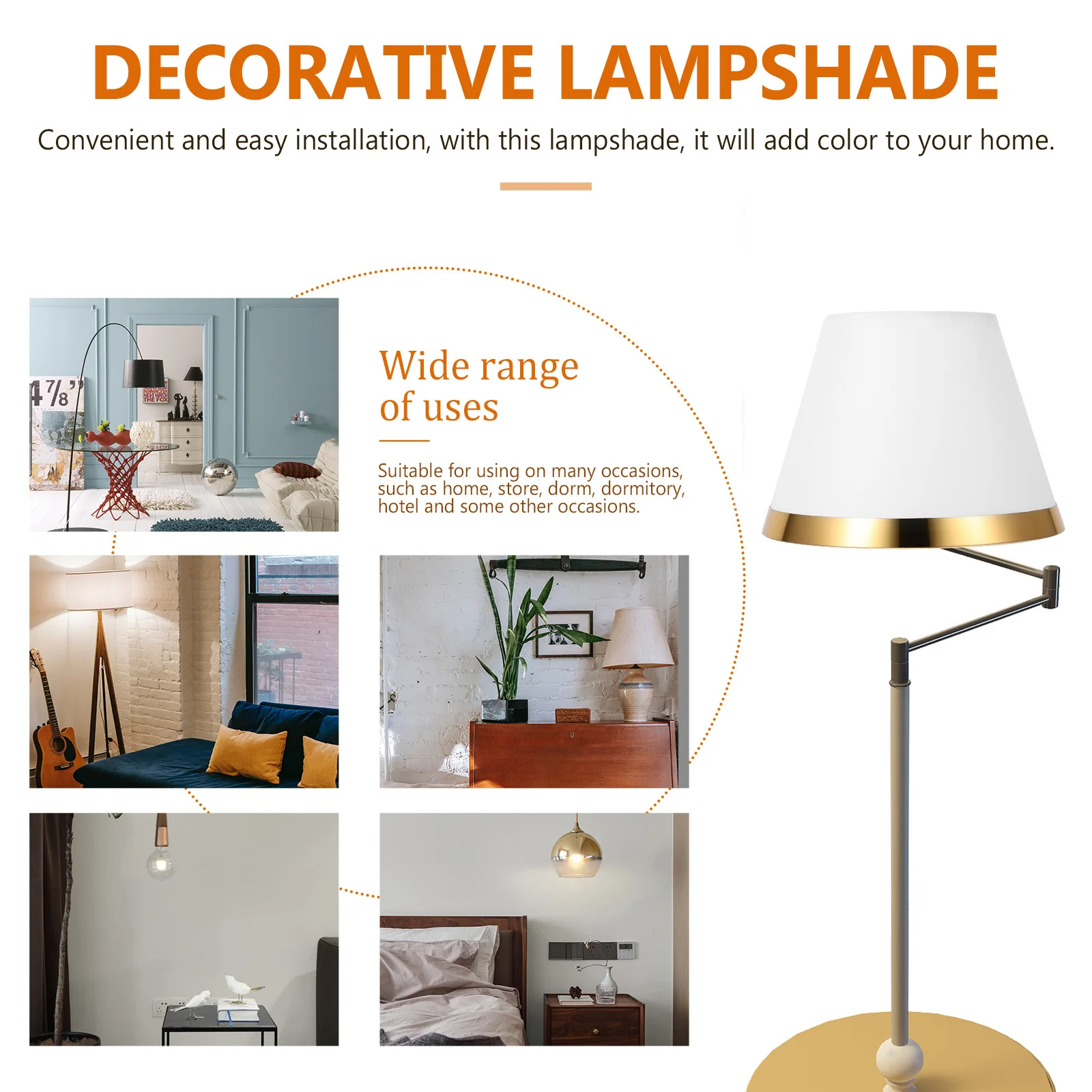 

Fabric Lampshade White Modern Cloth Lamp Cover for Bedroom Replacement Table Floor Light Shade Rustic Home Lighting