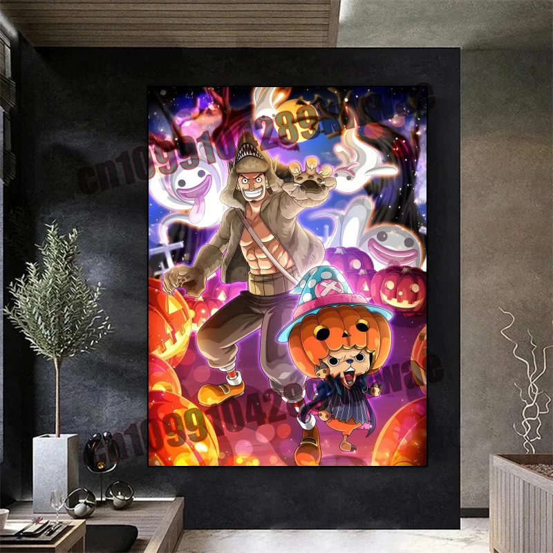 Poster Seni Lukisan Kanvas Gaya Lucu One Piece, Luffy, Anime Klasik Cocok untuk Dekorasi Rumah Ruang Tamu Hadiah Anak-anak