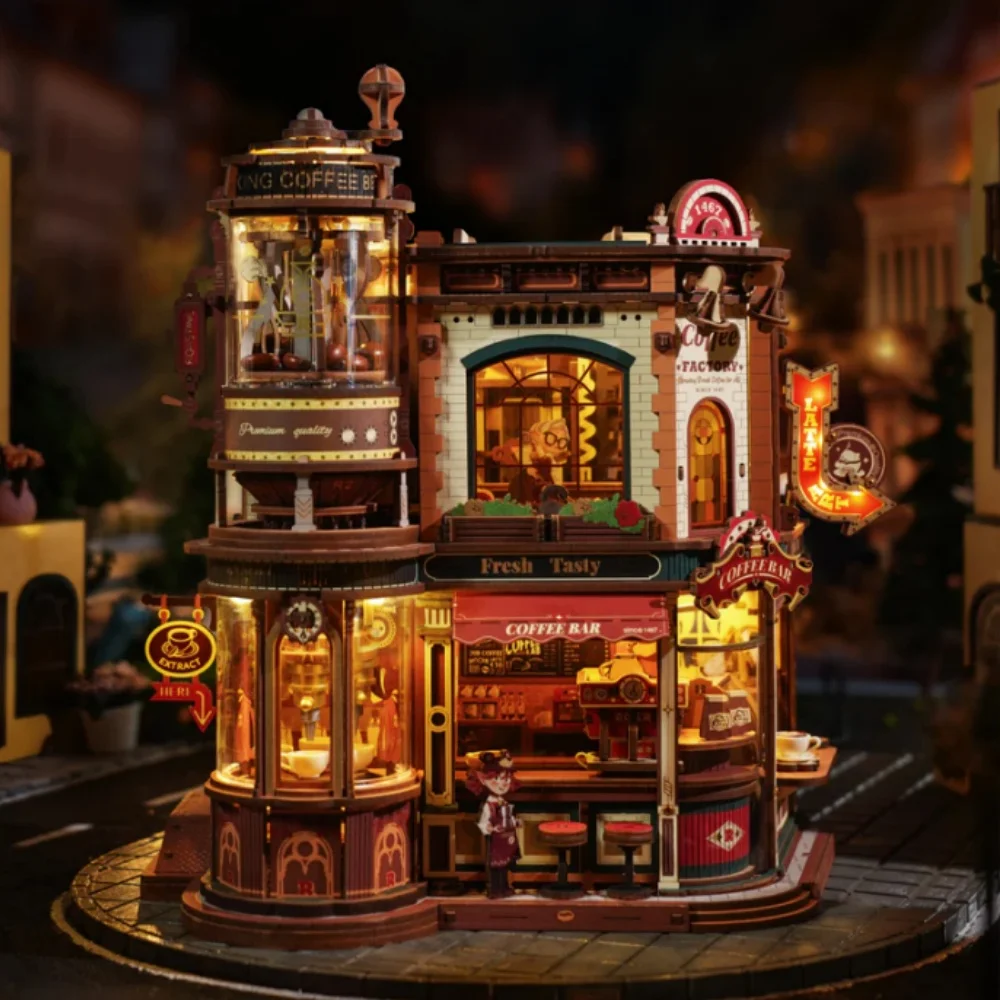 ROKR 3D Wooden Coffee Shop Music Box DIY Kit 2